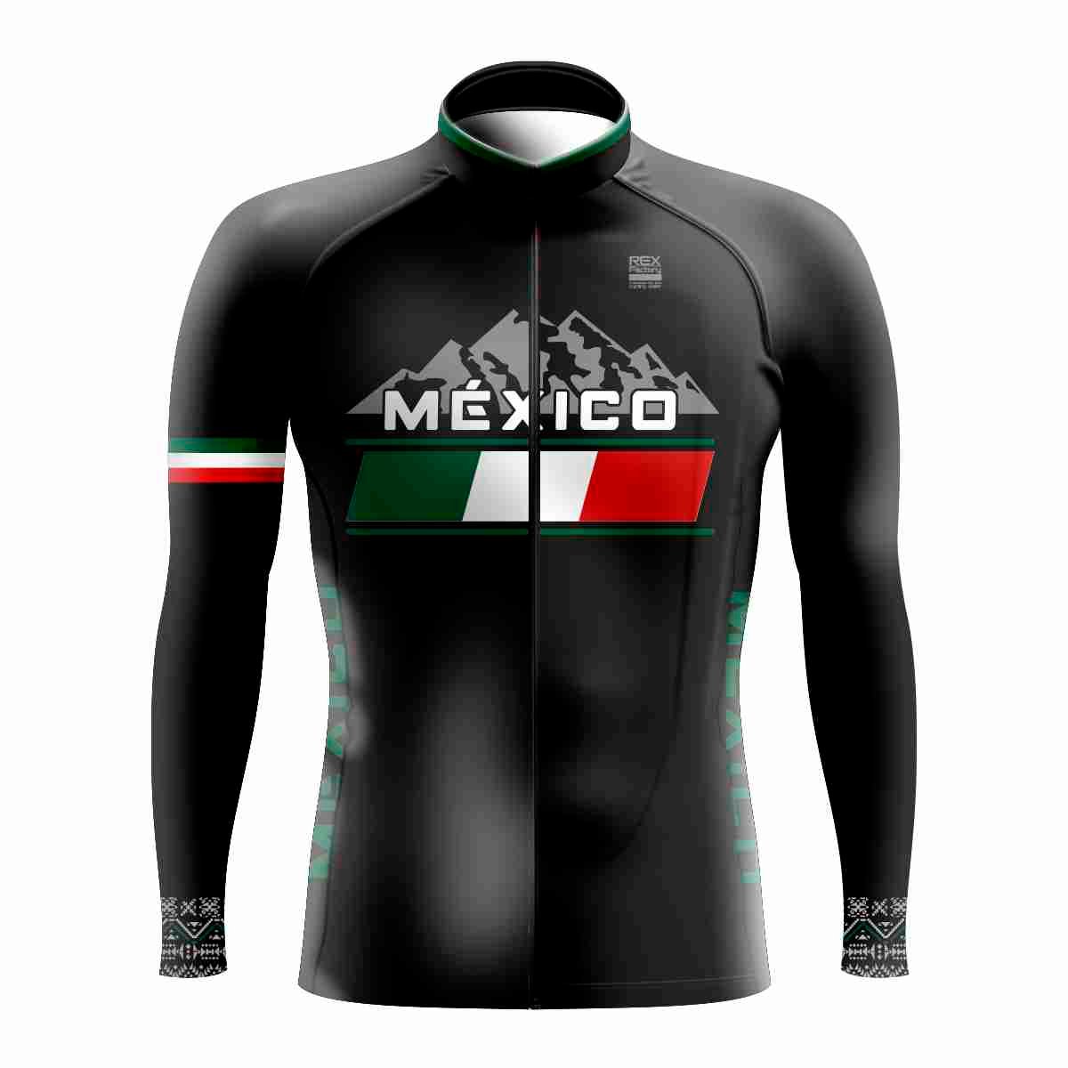 Jersey de Ciclismo Hombre Caballero Manga Larga JL810 MEXICO NEGRO