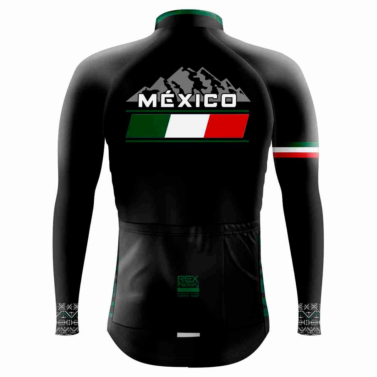 Jersey de Ciclismo Hombre Caballero Manga Larga JL810 MEXICO NEGRO - Image 2