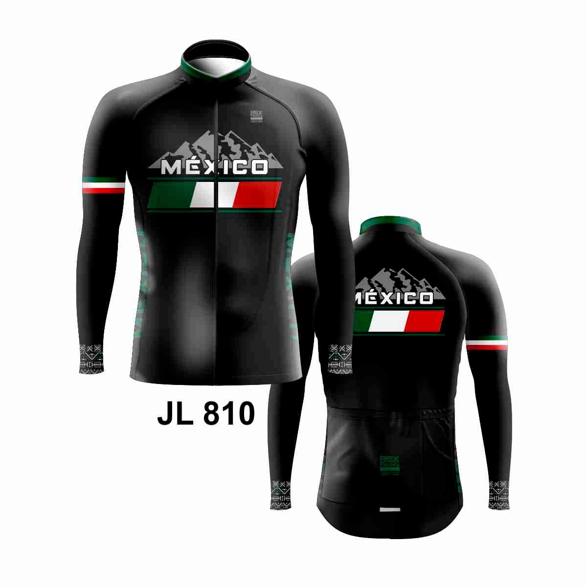 Jersey de Ciclismo Hombre Caballero Manga Larga JL810 MEXICO NEGRO - Image 3