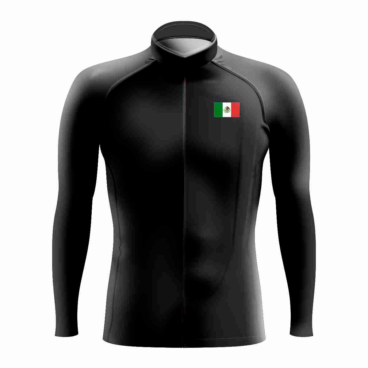 Jersey de Ciclismo Hombre Caballero Manga Larga JL814 NEGRO MEXICO